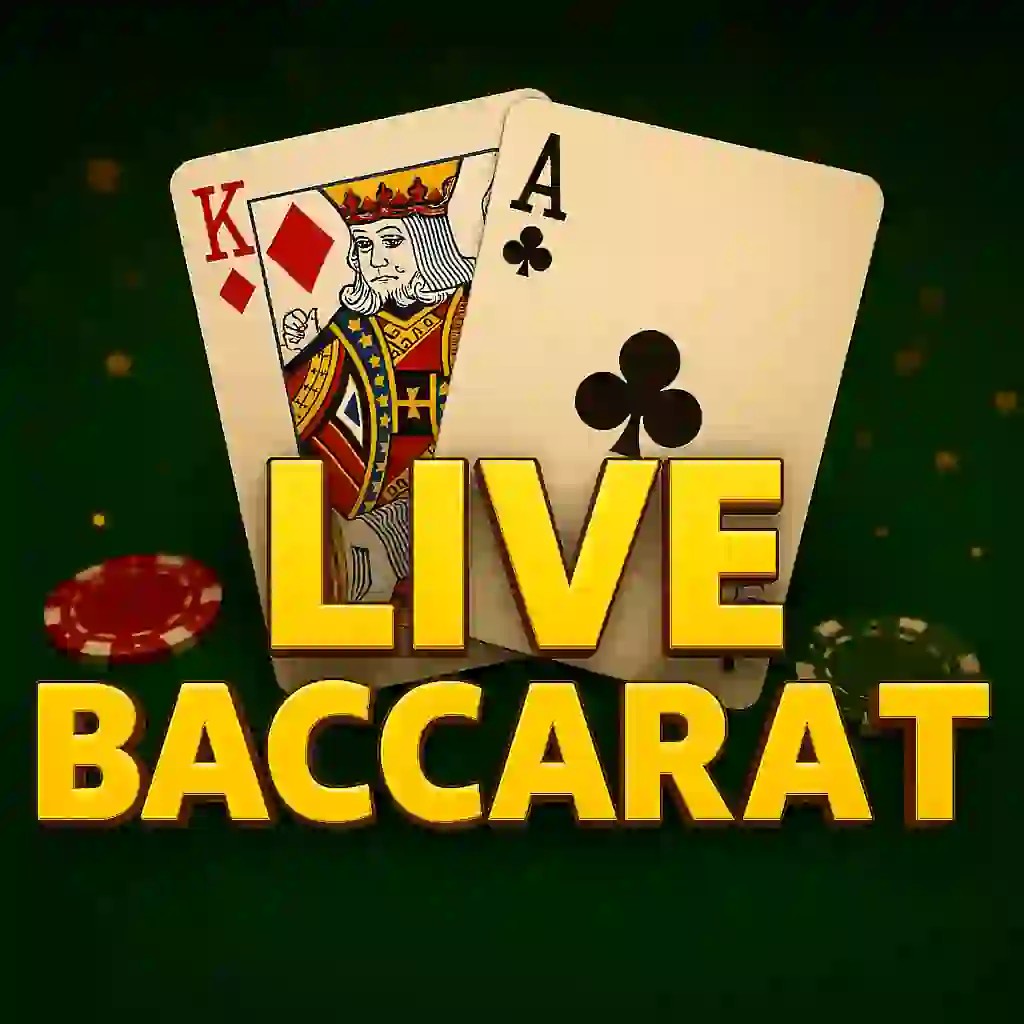 Live Baccarat slot icon by Evolution, available at SlotRave Casino